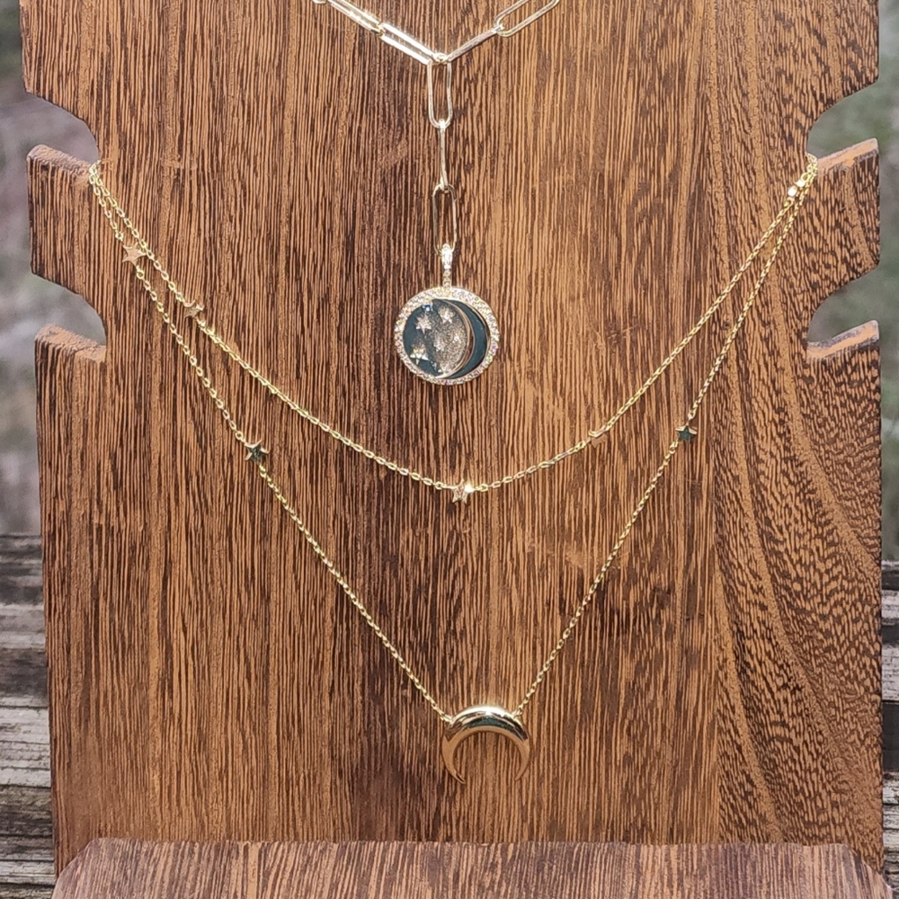 🆕️ Wanderlust Layered Stars & Crescent Moon Necklace Gold Plated NEW NIB